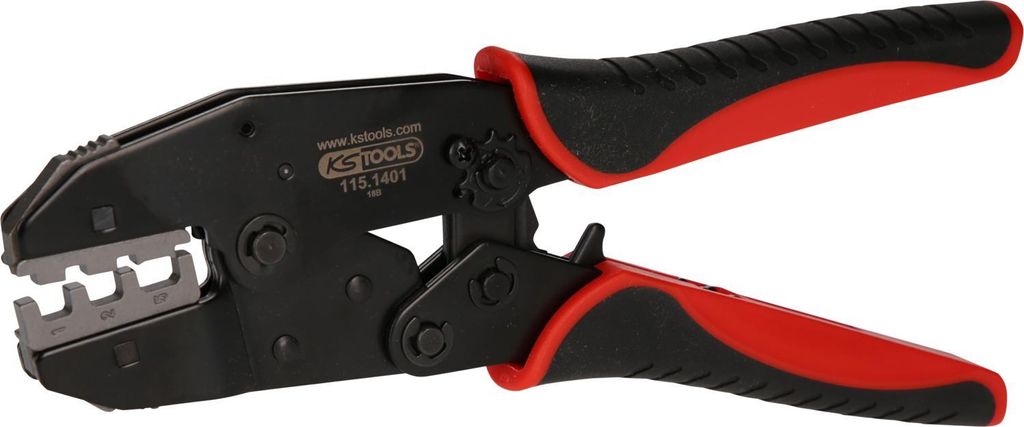 KS TOOLS 115.1485 Crimpzange für isolierte Kabelschuhe und Endverbinder mit Schrumpfschlauch
