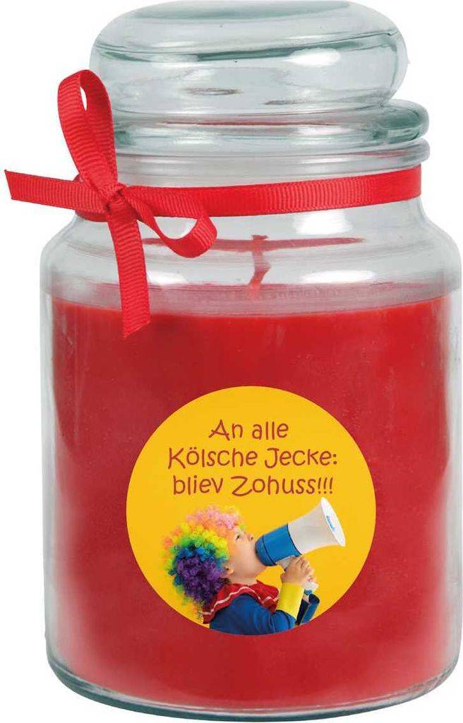 Karneval Duftkerze im Bonbonglas - viele Motive zur Auswahl, - Brenndauer bis zu 110 Std