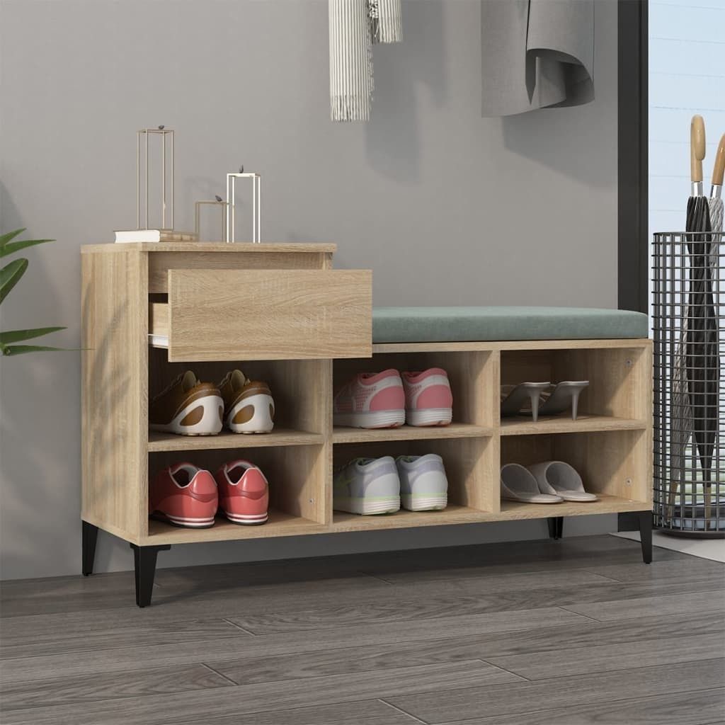 Möbel Schuhregal - Schuhschrank/Flurschuhregal Skandinavisch - Schuhkommode - Sonoma-Eiche 102x36x60 cm Holzwerkstoff Top3411302