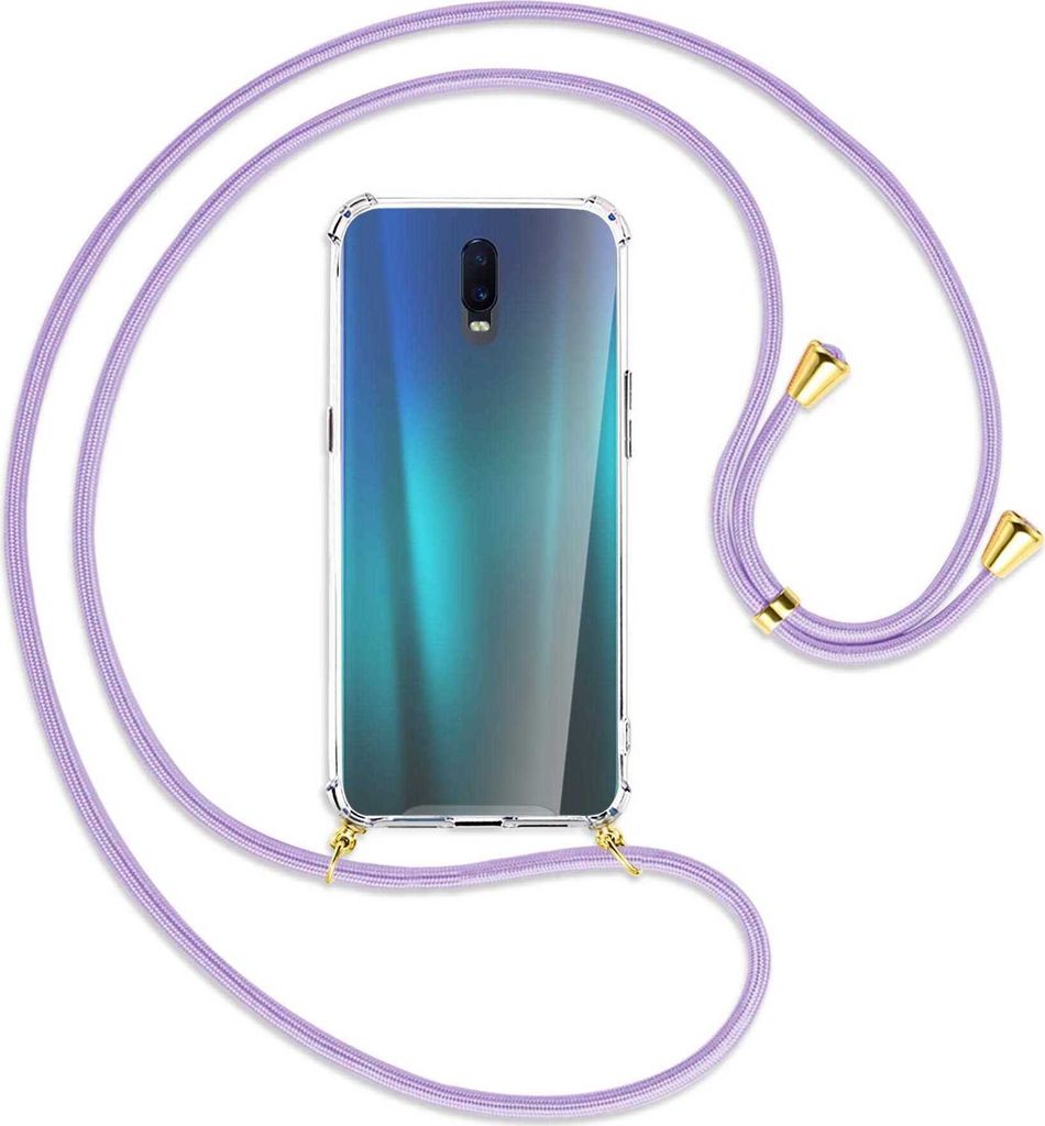 Handykette Backcover-Schutzhülle mit Band (Metall goldfarben) für Oppo R17 / RX17 - violett