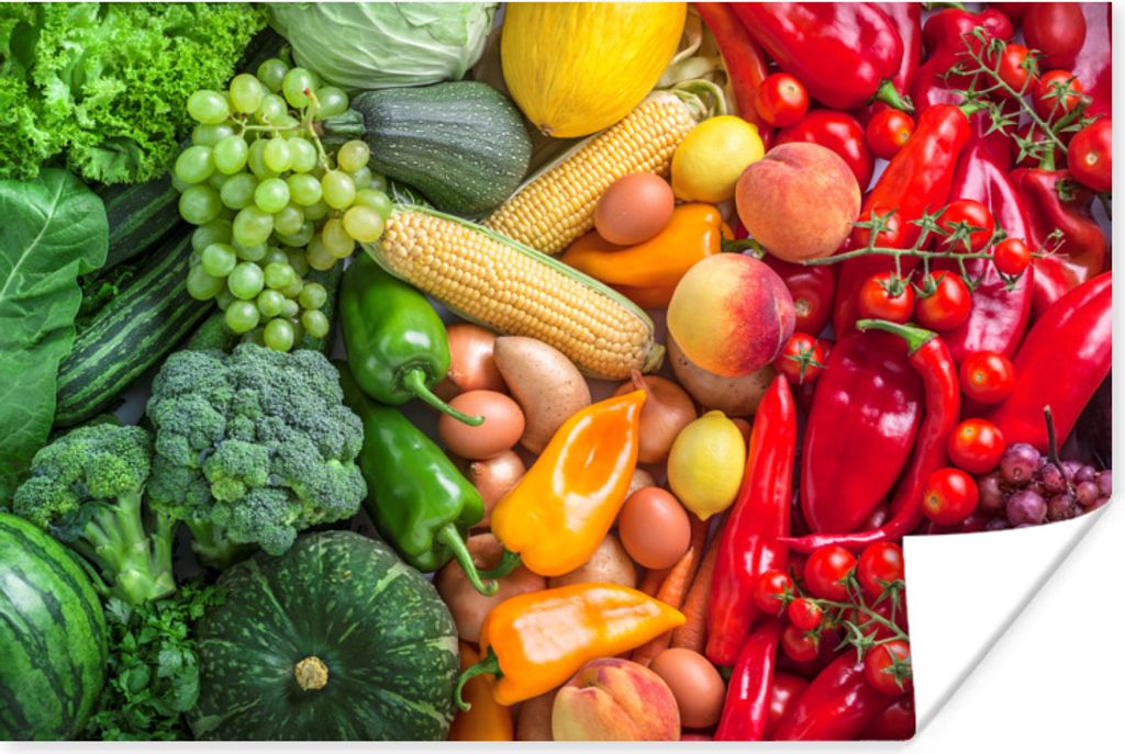MuchoWow Poster Obst - Gemüse - Regenbogen 180x120 cm - Fotoplakat