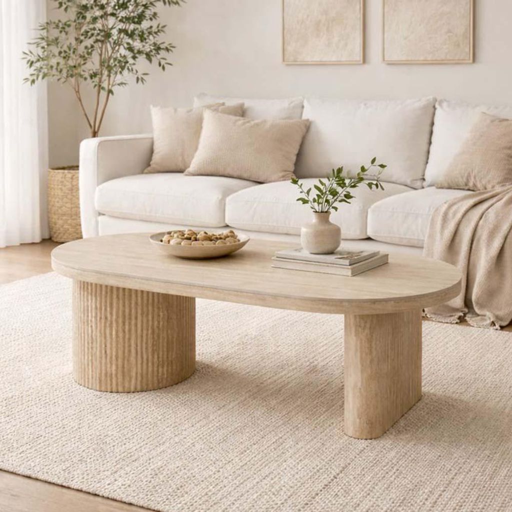 Milton & Oldbrook Couchtisch 130 cm Kavala Travertinlook Produktbild 