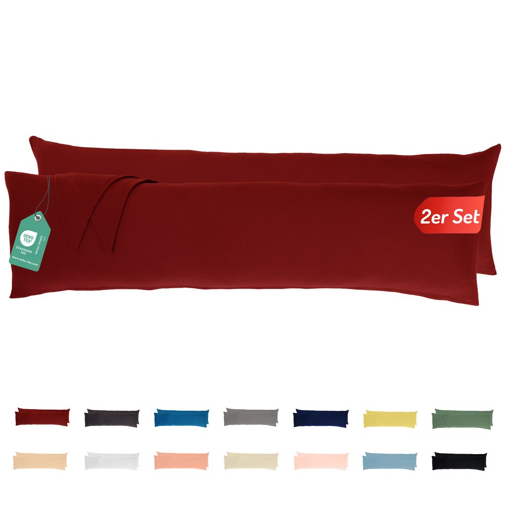 Jersey Kissenbezug 2er Set 40x145 cm 100% Baumwolle Kirschrot