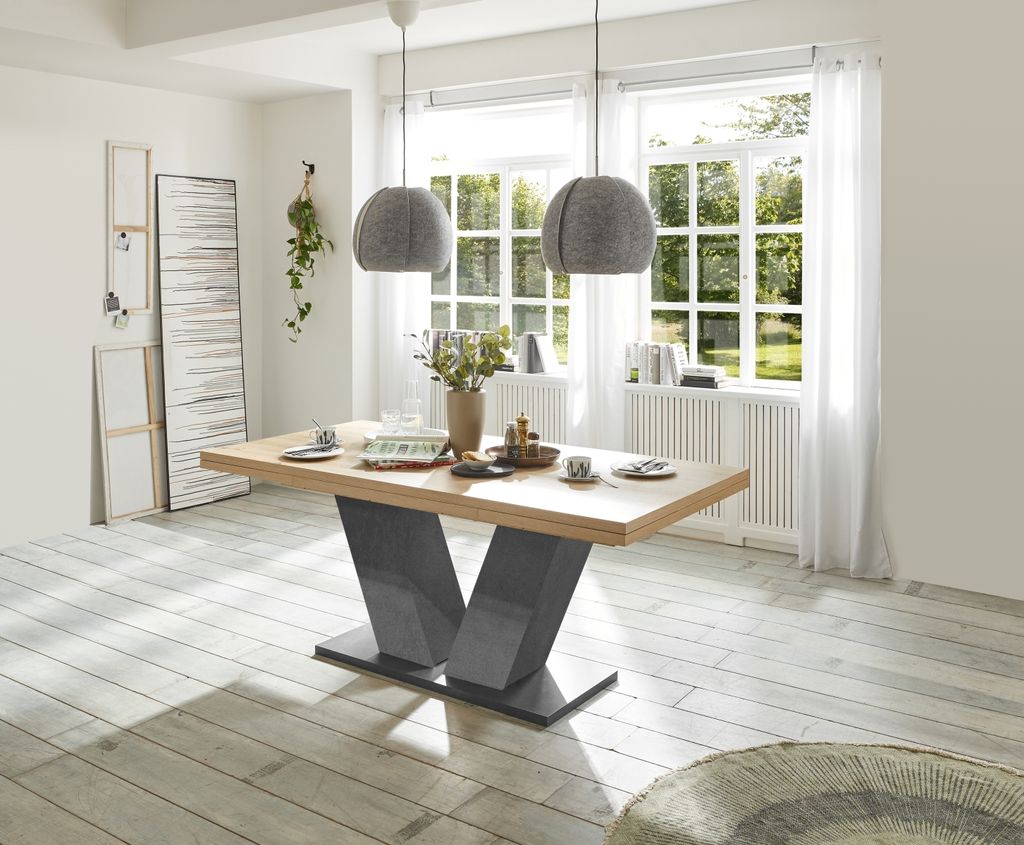 Kulissentisch >Komfort 2< in asteiche / graphit - 160x76x90cm (BxHxT)