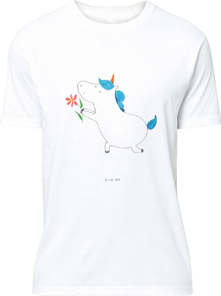 Mr. & Mrs. Panda T-Shirt Einhorn Blume - Weiß - Geschenk, Tshirt, S, Einhörner, Unicorn, Ehe, oberteil, Jersey-Shirt, Freundin, Liebe, Shirt