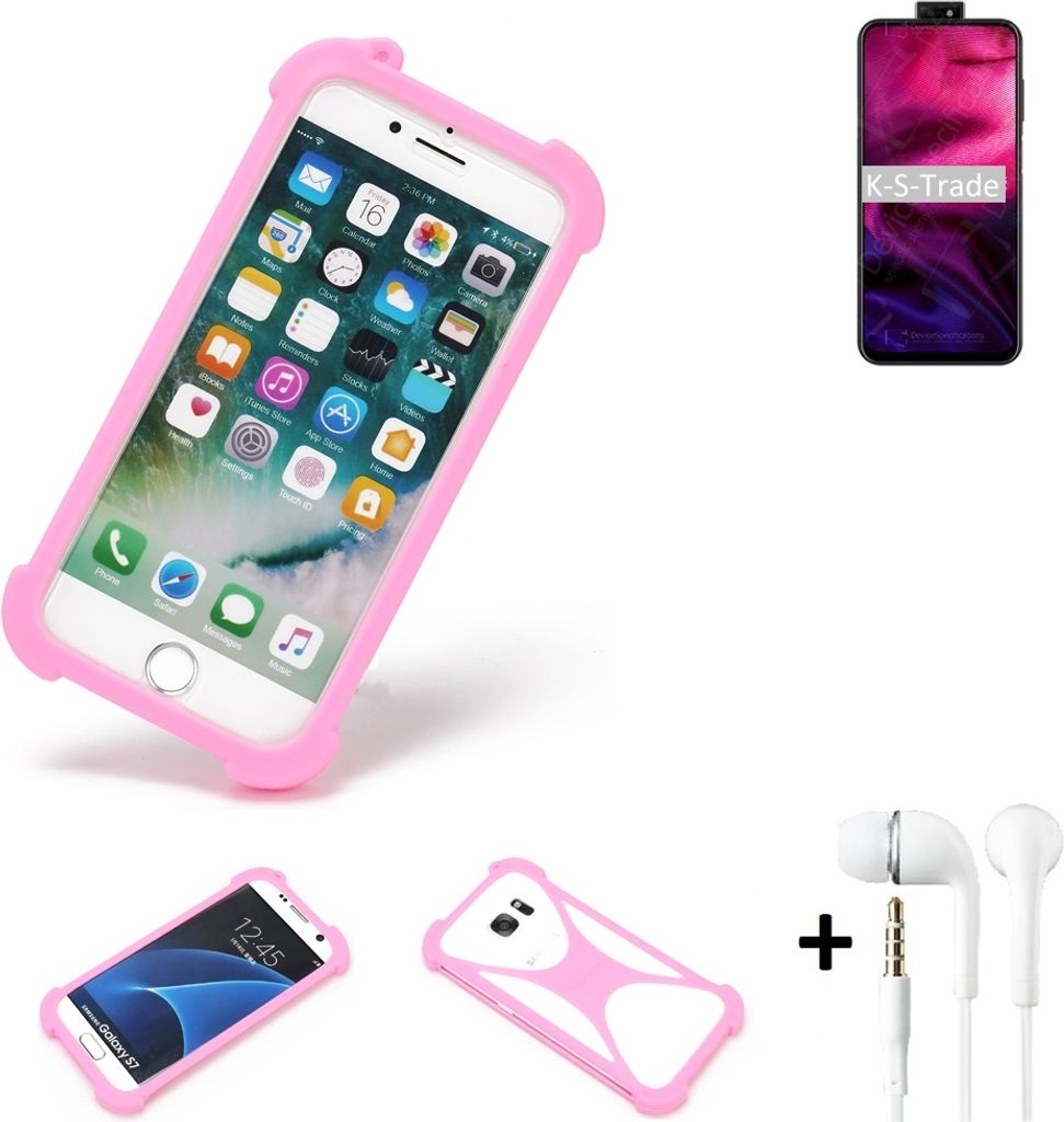 K-S-Trade Bumper + Kopfhörer kompatibel mit HiSense Infinity H50 Zoom Handy Hülle Schutzhülle Silikon Schutz Hülle Cover Case Silikoncase