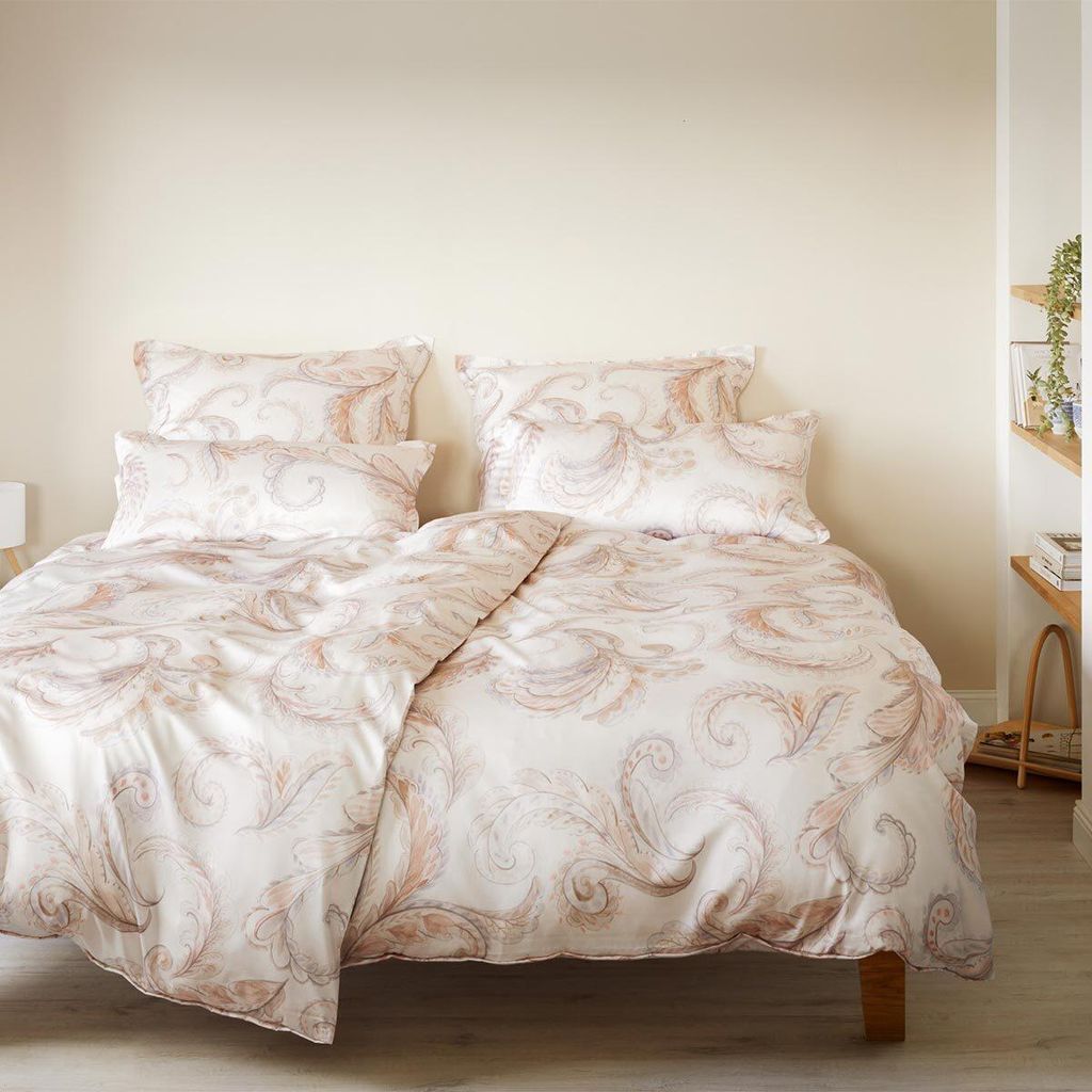 elegante Seiden Satin Bettwäsche Grandezza apricot 135x200 cm + 80x80 cm