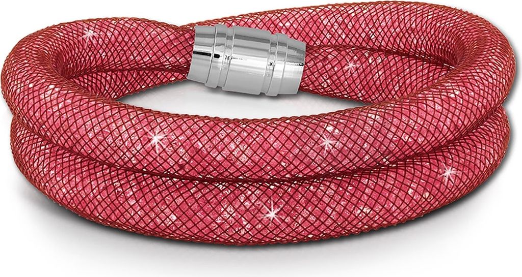 SilberDream 20cm Armband Damen rosa Mini Kristalle Edelstahl Nylon D2SDA051A0