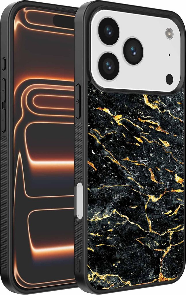 Fit für iPhone 17 Pro Max Telefon Fall mit schwarzem Gold Marmor Print - TPU Backcover Fall Schwarz Gold Marmor Design - Schwarz Gold - Smartphonica