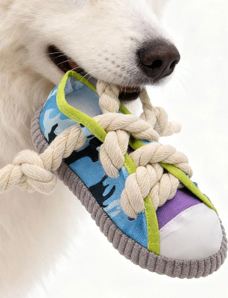 Scarpa in Tela per Cani Grigia | Gioco di Design con Squeaker INF - 2