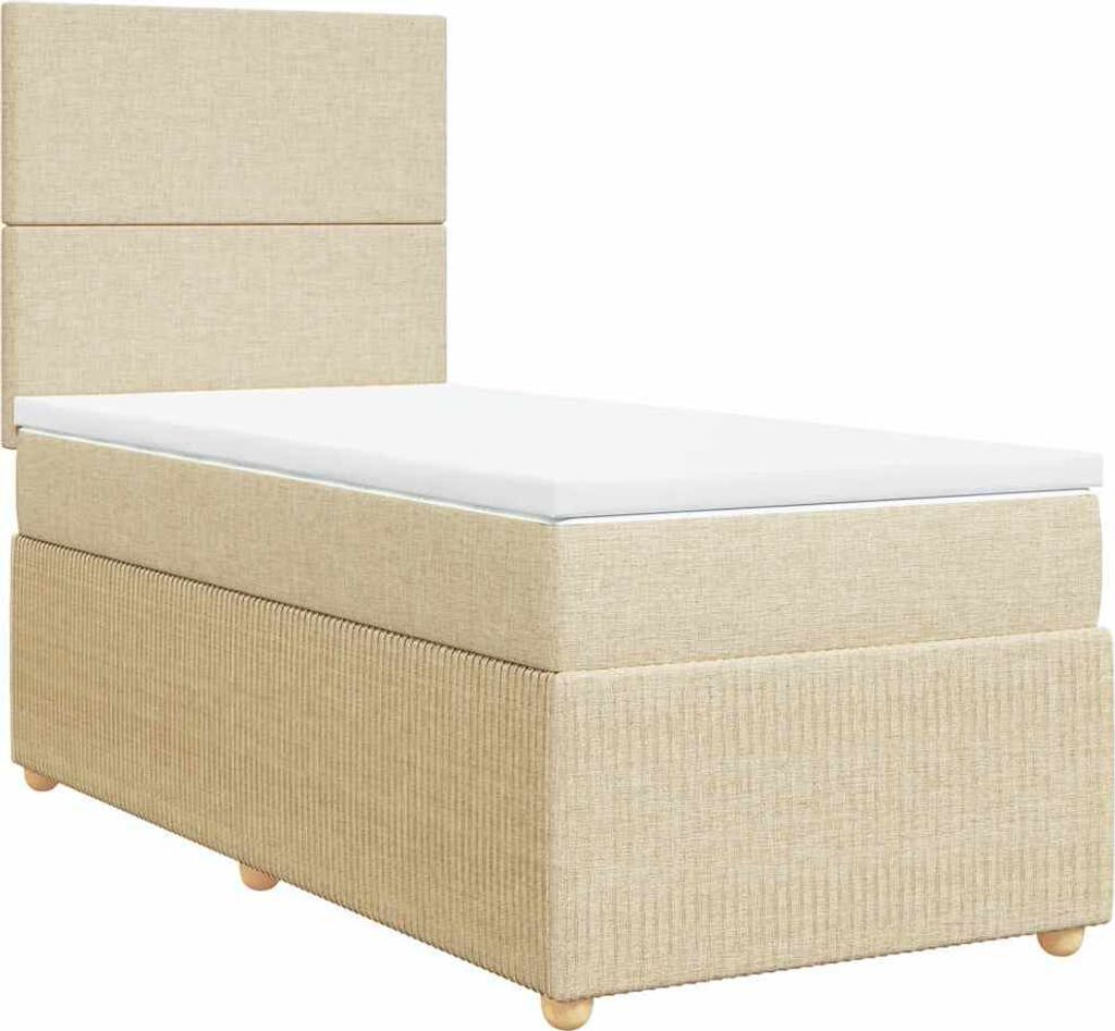 vidaXL Boxspringbett mit Matratze Creme 80x200 cm Stoff