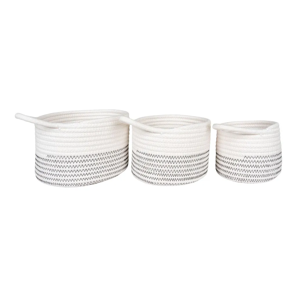 Set de 3 paniers Algar blancs tressés tailles Ø13/17/20cm rangement