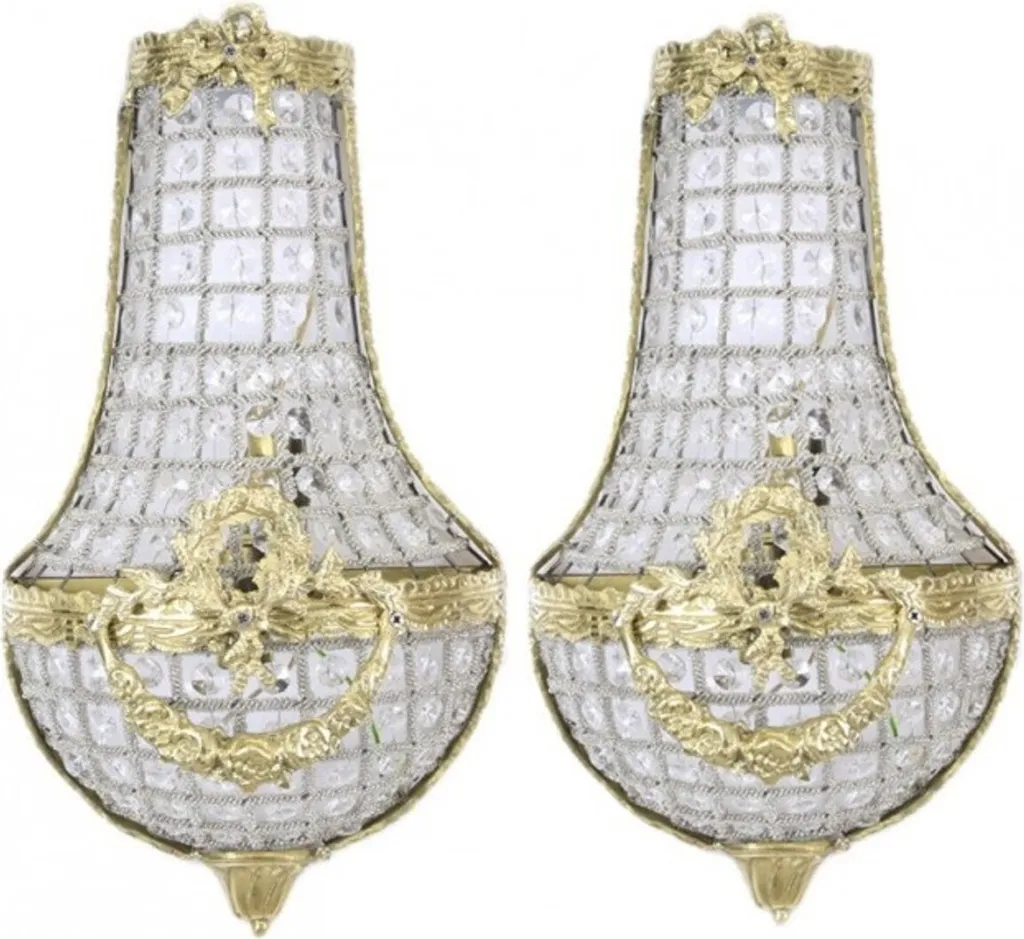 Casa Padrino Appliques Baroques Cristal Doré - Duo Luminaire de Luxe