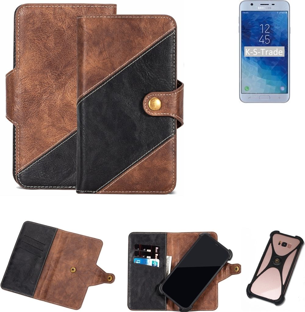 K-S-Trade Handy Hülle Schutz Hülle Schutzhülle Bookstyle Case kompatibel mit Samsung Galaxy J7 Star Handy Cover Hülle Schutztasche 1x