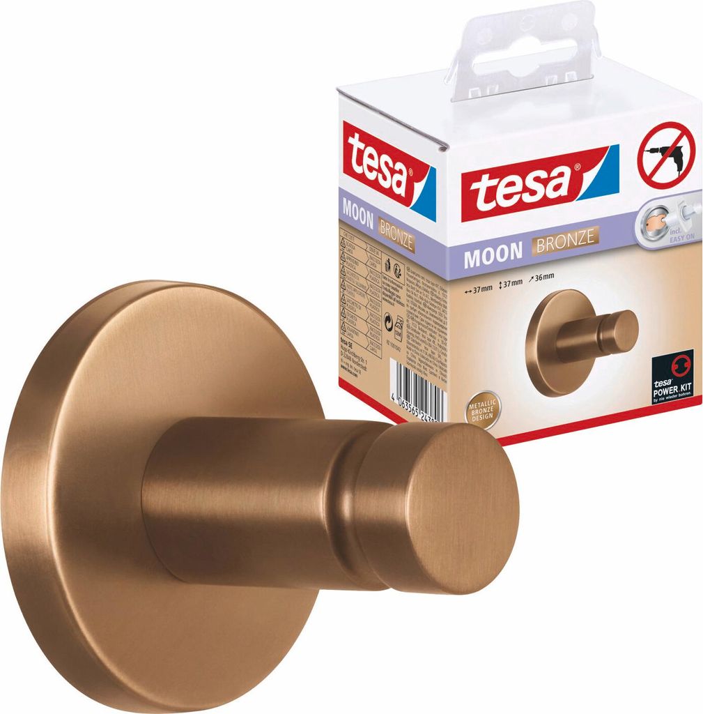 tesa MOON Handtuchhaken selbstklebender Wandhaken - 37 x 37 Produktbild 