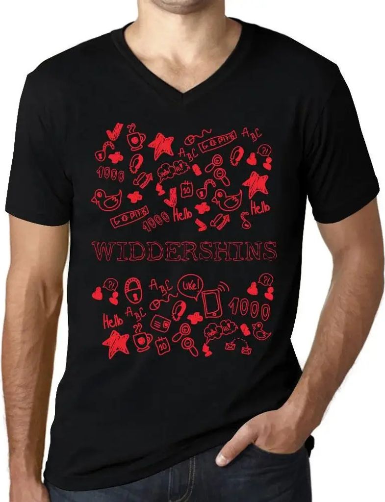 Herren Grafik T-Shirt V-Ausschnitt Kritzelei Kunst widdershins – Doodle Art Widdershins – Öko-Verantwortlich Vintage Jahrgang Kurzarm Lustige ...