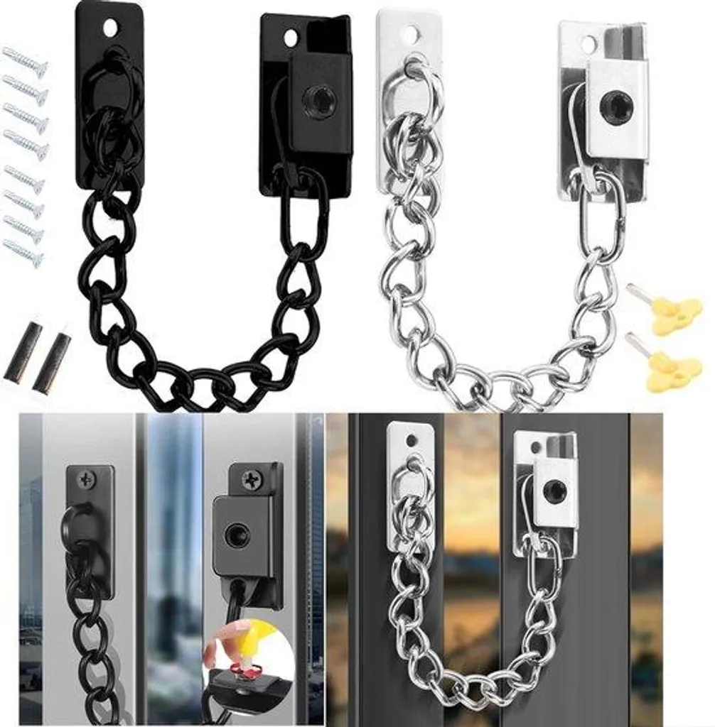 Serrure de sécurité fenêtre 20 cm en acier noir adhésive sans perçage