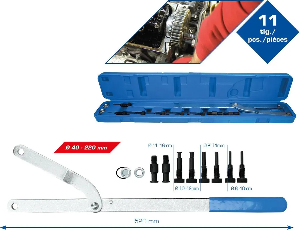 Coffret de contre-supports universels pour blocage de poulie moteur