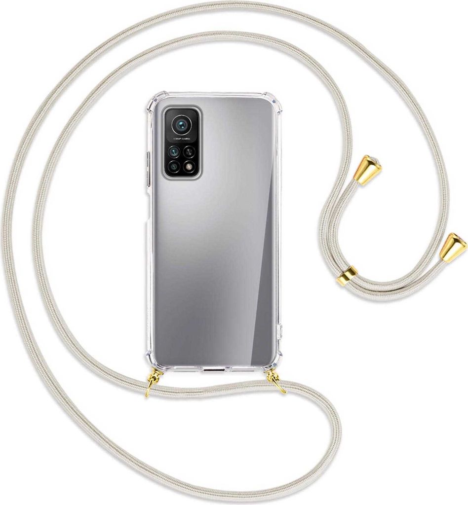 Handykette Backcover-Schutzhülle mit Band (Metall goldfarben) für Xiaomi Mi 10T (Pro) 5G - broken white