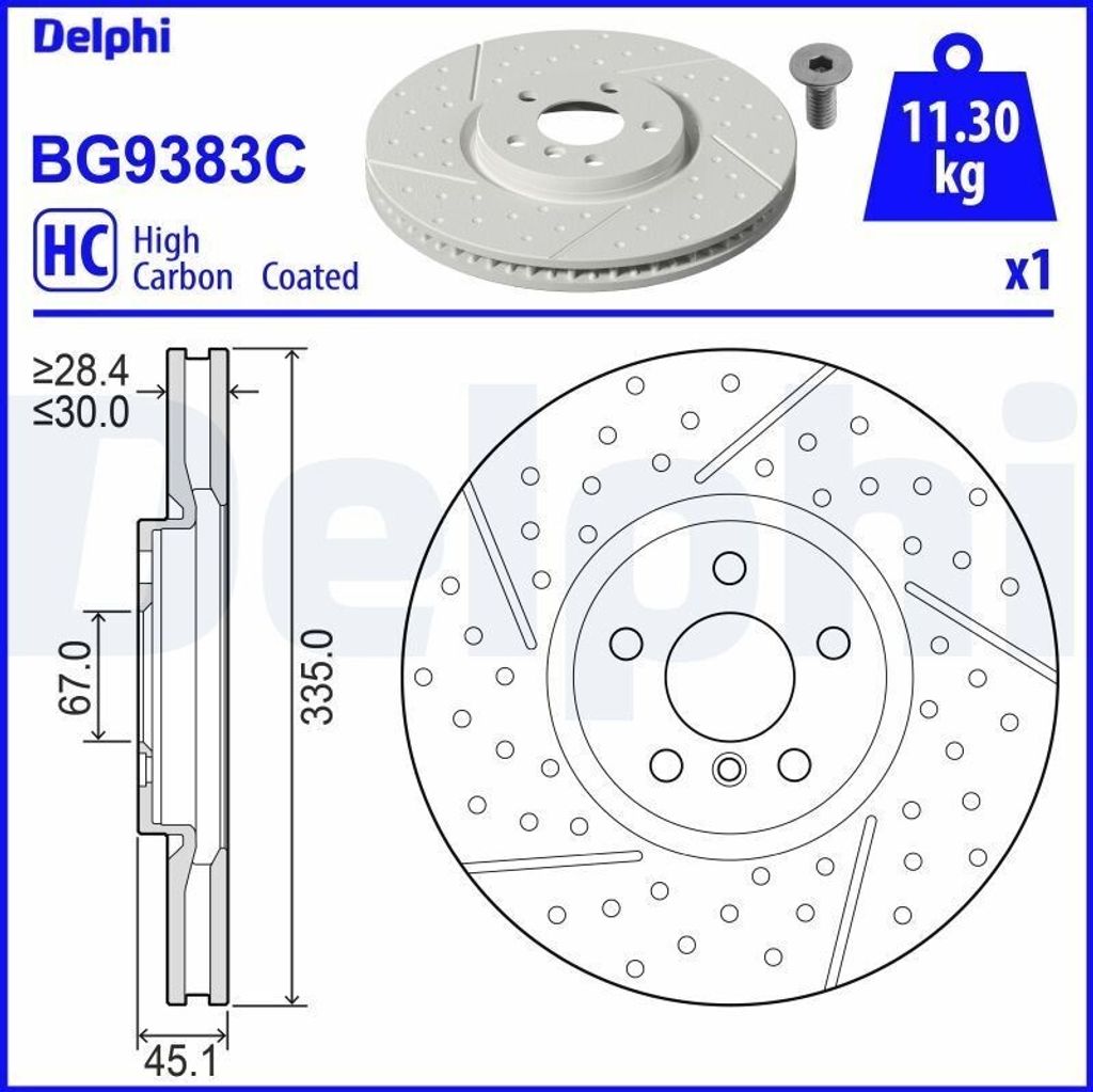 2x DELPHI Bremsscheibe BG9383C für MINI Schrägheck (F56) Produktbild 