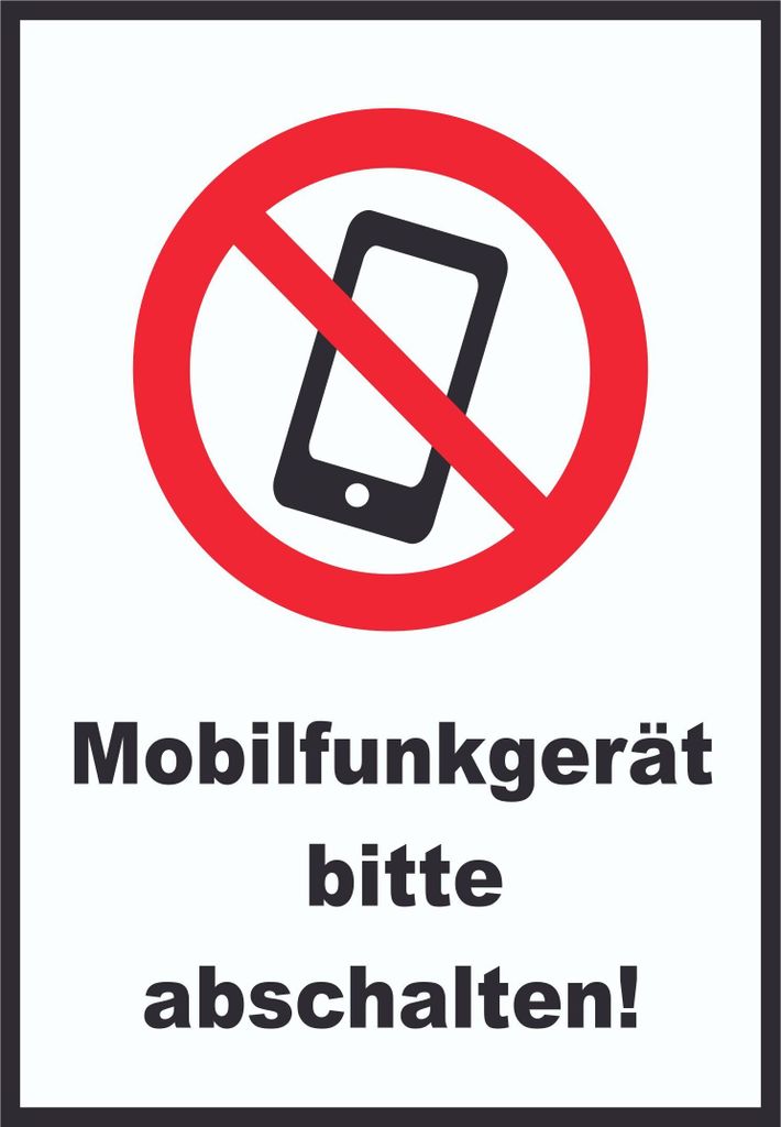 Smartphone Handy aus Mobilfunkgerät abschalten Schild A3 (297x420mm)