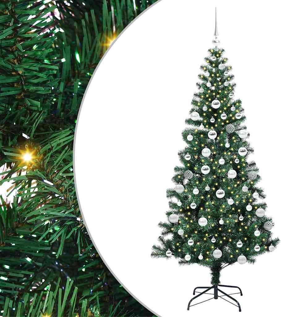 vidaXL Künstlicher vorbeleuchteter Weihnachtsbaum Grün 180 cm