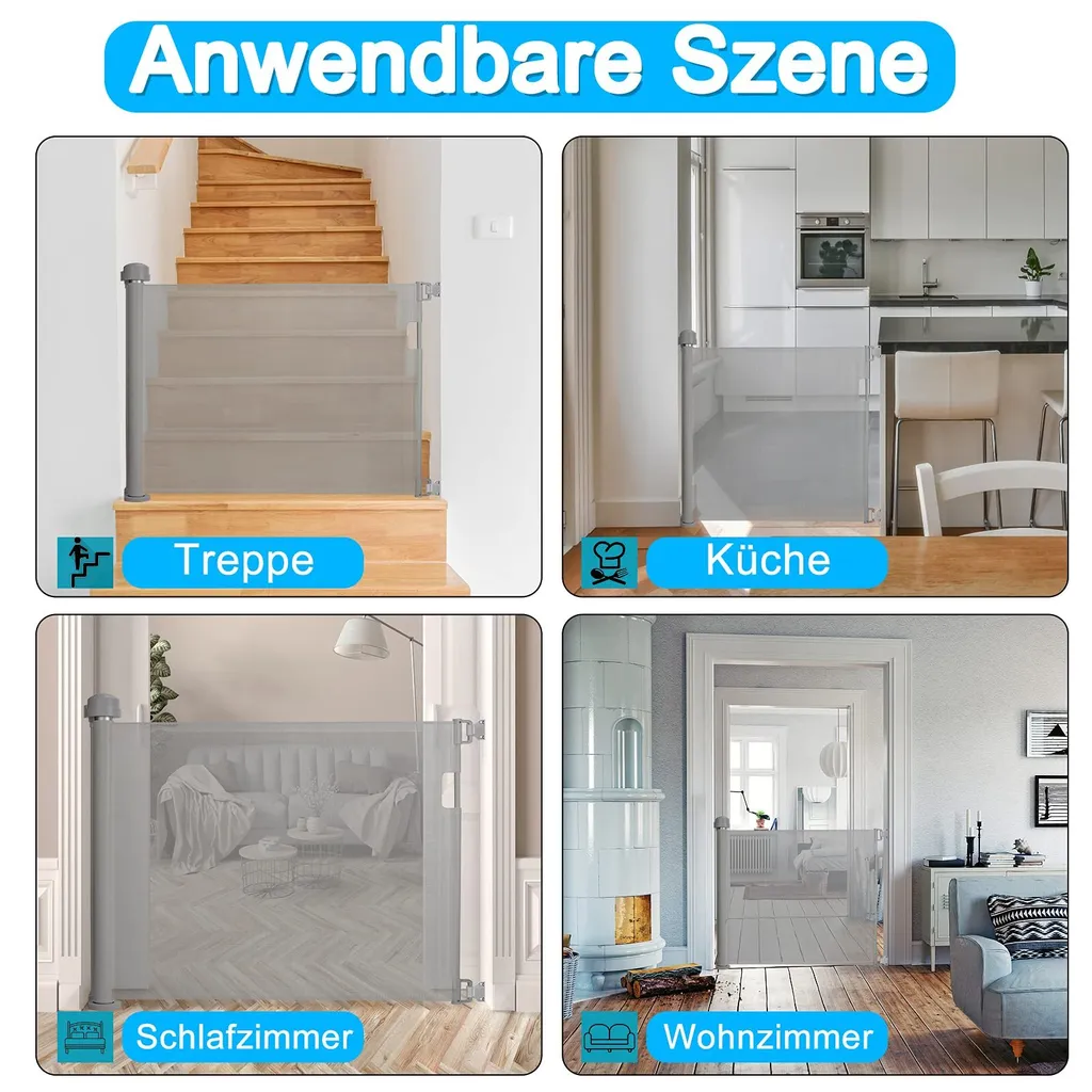 Barrière de sécurité bébé pour escalier et porte, extensible 150 cm - 3