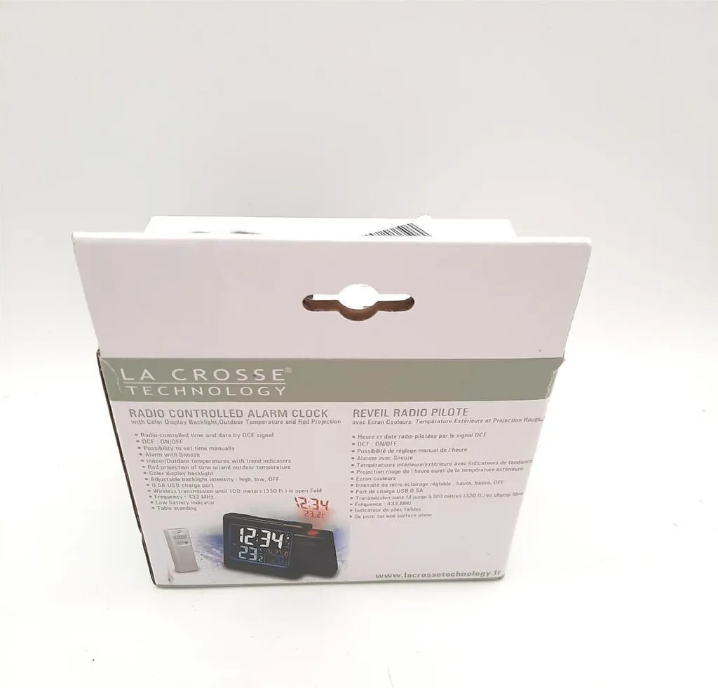 Réveil Projecteur avec Température Intérieure Extérieure WT552-BLA Noir