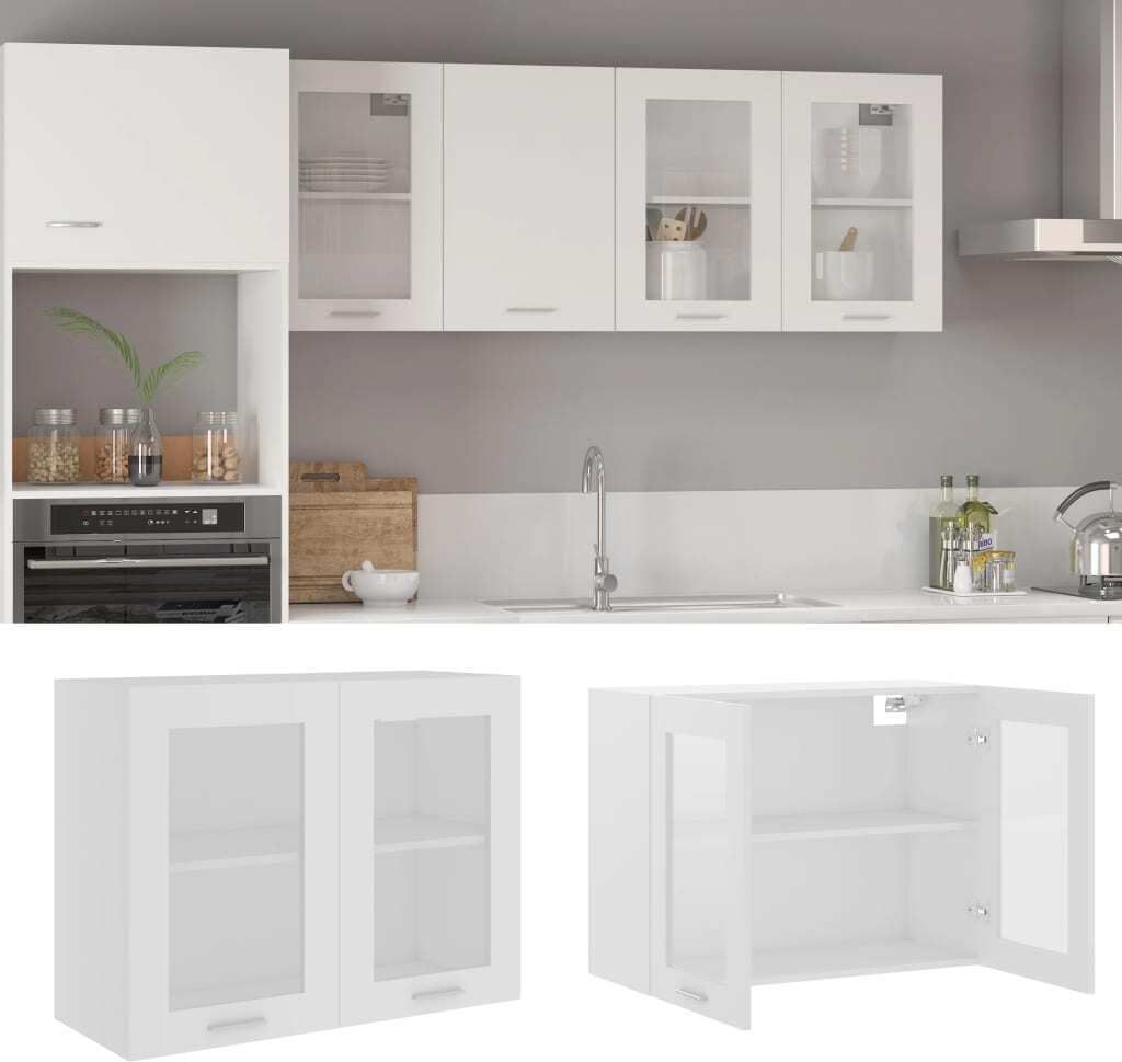vidaXL Wisząca szklana szafka biała 80x31x60 cm materiał Zdjęcie produktu 9