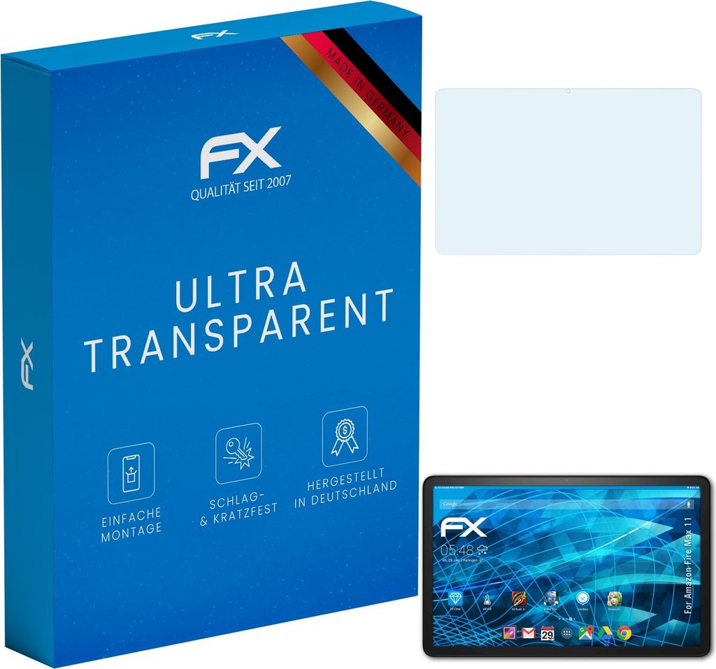atFoliX FX-Clear 2x Schutzfolie kompatibel mit Amazon Fire Max 11 Displayschutzfolie