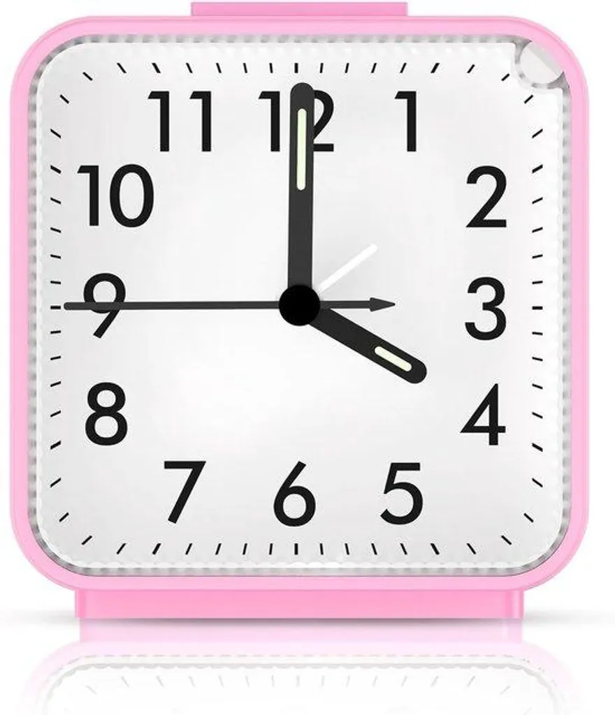 Réveil analogique rose sans tic-tac pour chambre à coucher 1 pièce