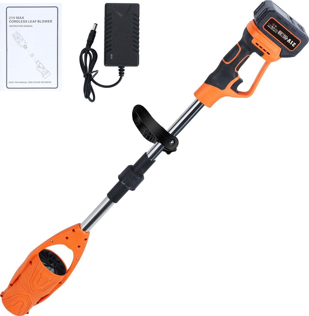 Laubbläser kabellos, 400 W Laubbläser mit 1 Akku und 1 Ladegerät, abnehmbares, zusammenklappbares Gebläse kabellos für Rasenpflege, Terrasse, ...
