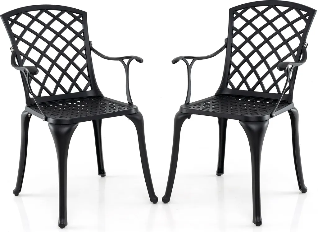 2 Chaises de Jardin en Fonte d'Aluminium Noir Antique - Résistant et Léger