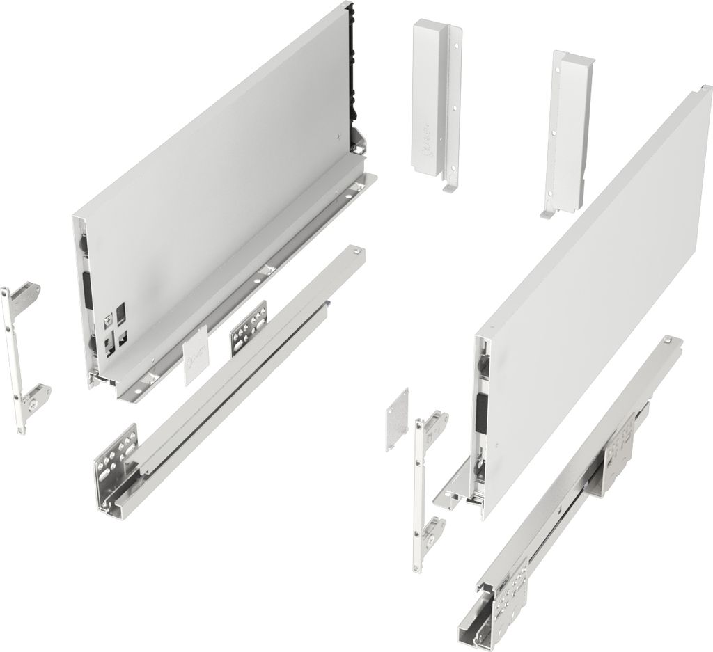 Schubkastensystem JUNKER SLIM weiß Höhe: 167 mm Tiefe: 400 mm belastbar bis 40 kg Soft-Close Schubkasten mit 13 mm schlanken Schubladenzargen