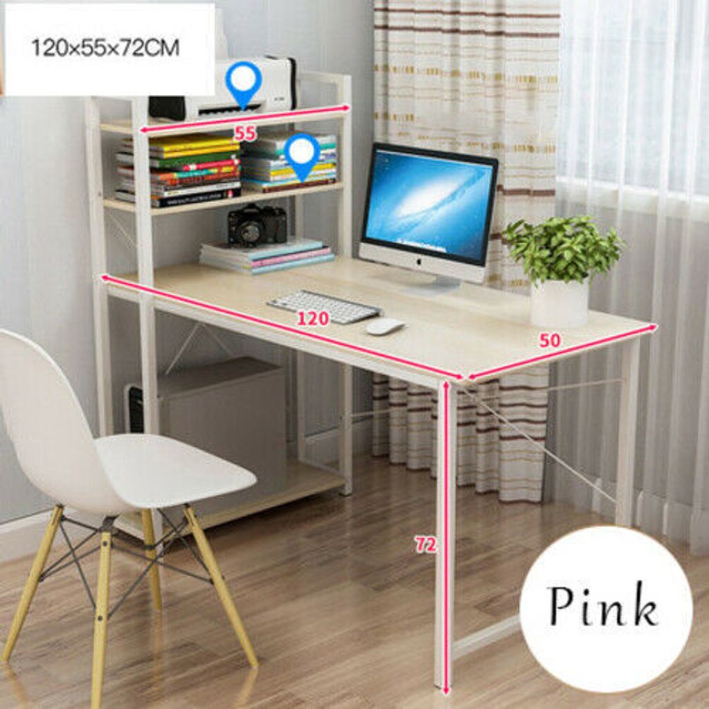 360Home Computertisch Bürotisch Arbeitstisch Tisch office desk shelf ablage Black