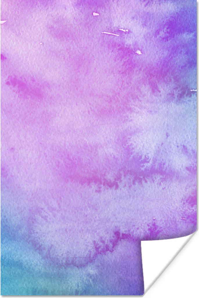 MuchoWow Poster Aquarell - Lila - Blau 60x90 cm - Wanddekoration