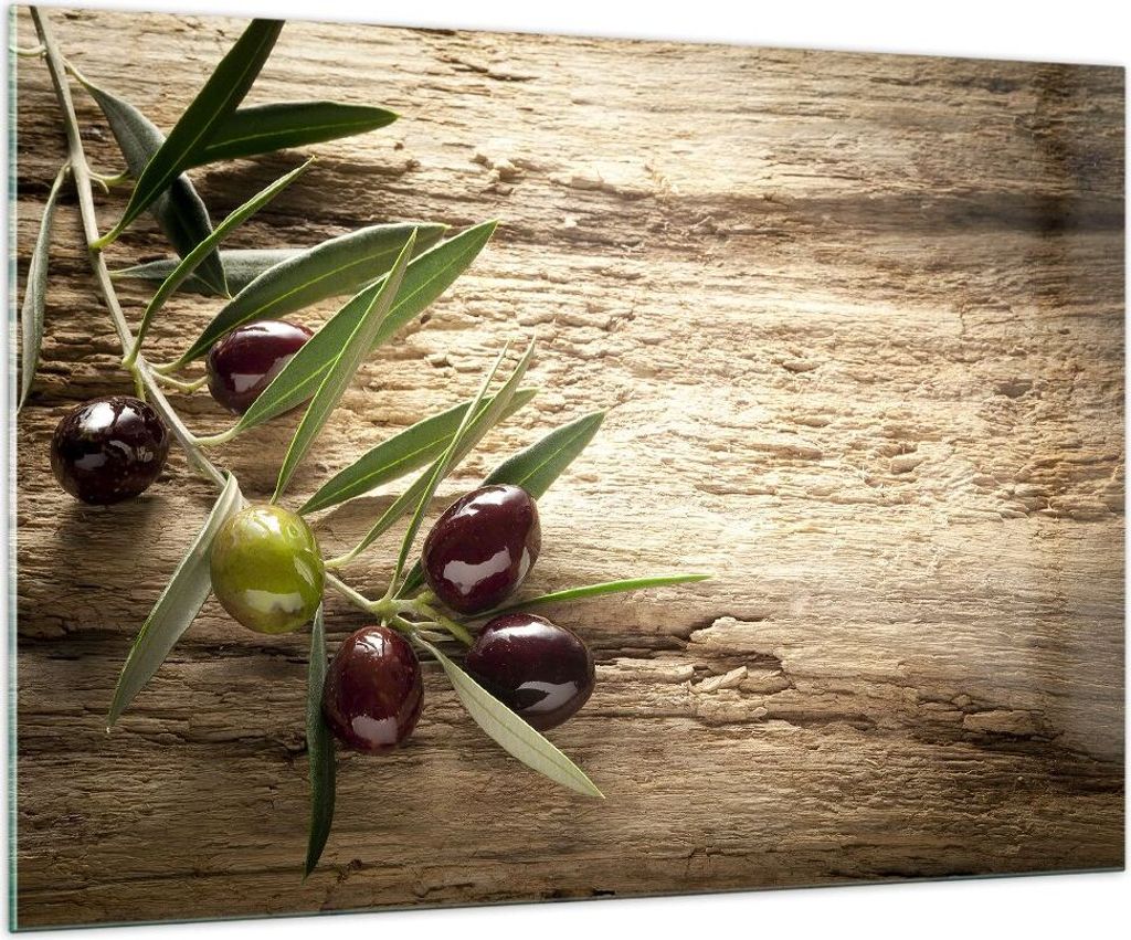 Bilder auf glas - Oliv italien aroma diät - 100x70cm - Glasbilder - Wandbilder - Kunstdruck - zum Aufhängen bereit - Wanddekoration aus Glas - Gl...