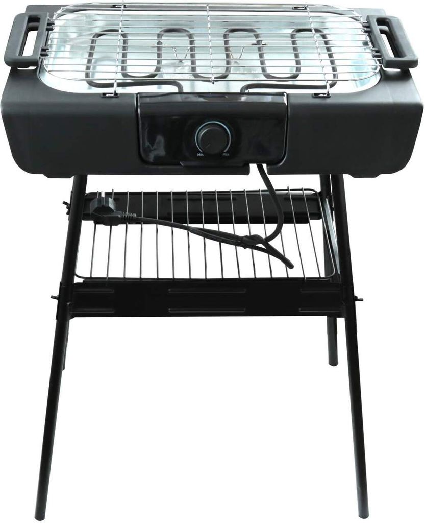 Kynast Elektrischer Standgrill +Tischgrill, Barbecue Grill, Balkongrill 2000 Watt, 37,5 x 28cm, Schwarz