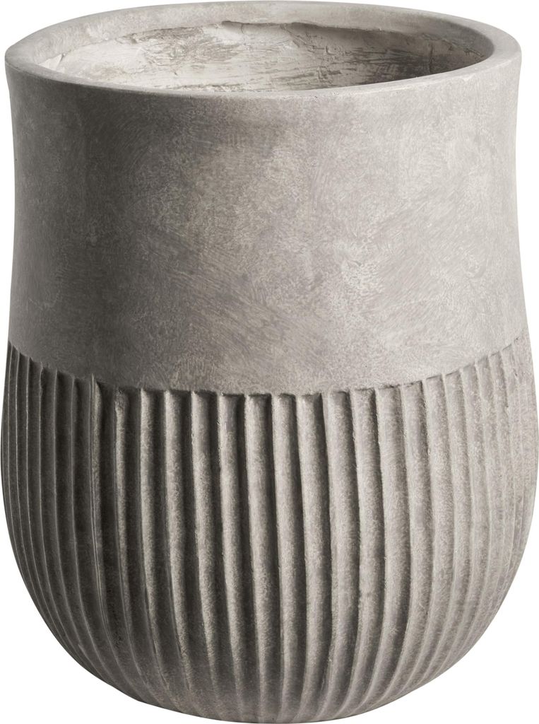 BELIANI Blumentopf grau Lehm-Faser-Mischung Rund 36x36x47 cm Modernes Design Großer Balkontrog Blumenkübel Übertopf Blumentrog Indoor & Outdoor