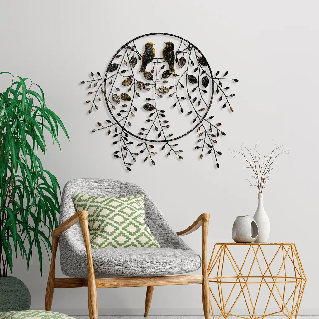 Décoration Murale Oiseaux en Métal Design Moderne pour Salon et Bureau