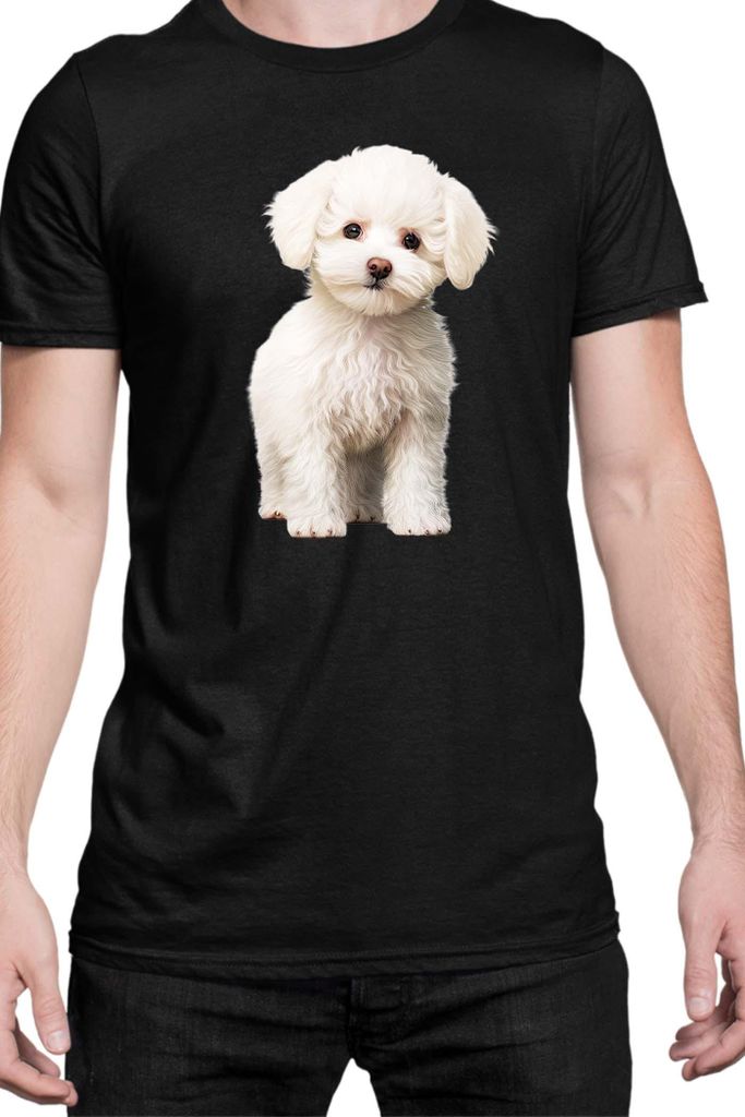 Herren T-Shirt Dogs Breeds Bichon Frise Dog Breed 006, Man 3XL / Schwarz