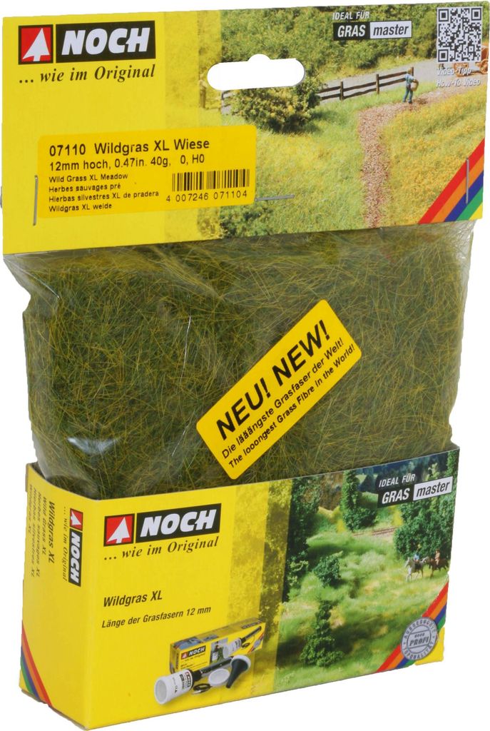 NOCH Wildgras XL „Wiese“, statisches Gras für Modellbau, 12 mm, ideal für Spurweite 0 und andere