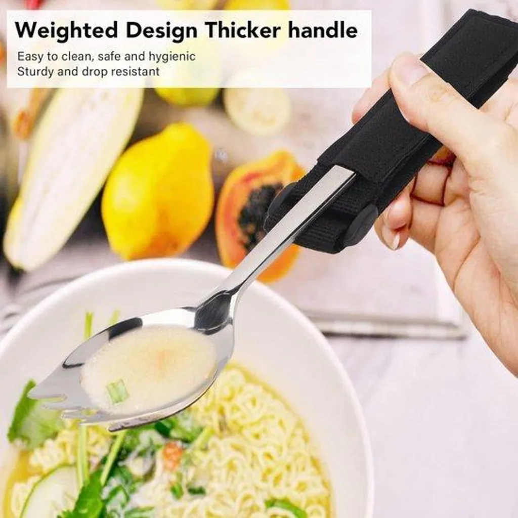 Couverts anti-tremblement ergonomiques en inox pour seniors - Kit de 3