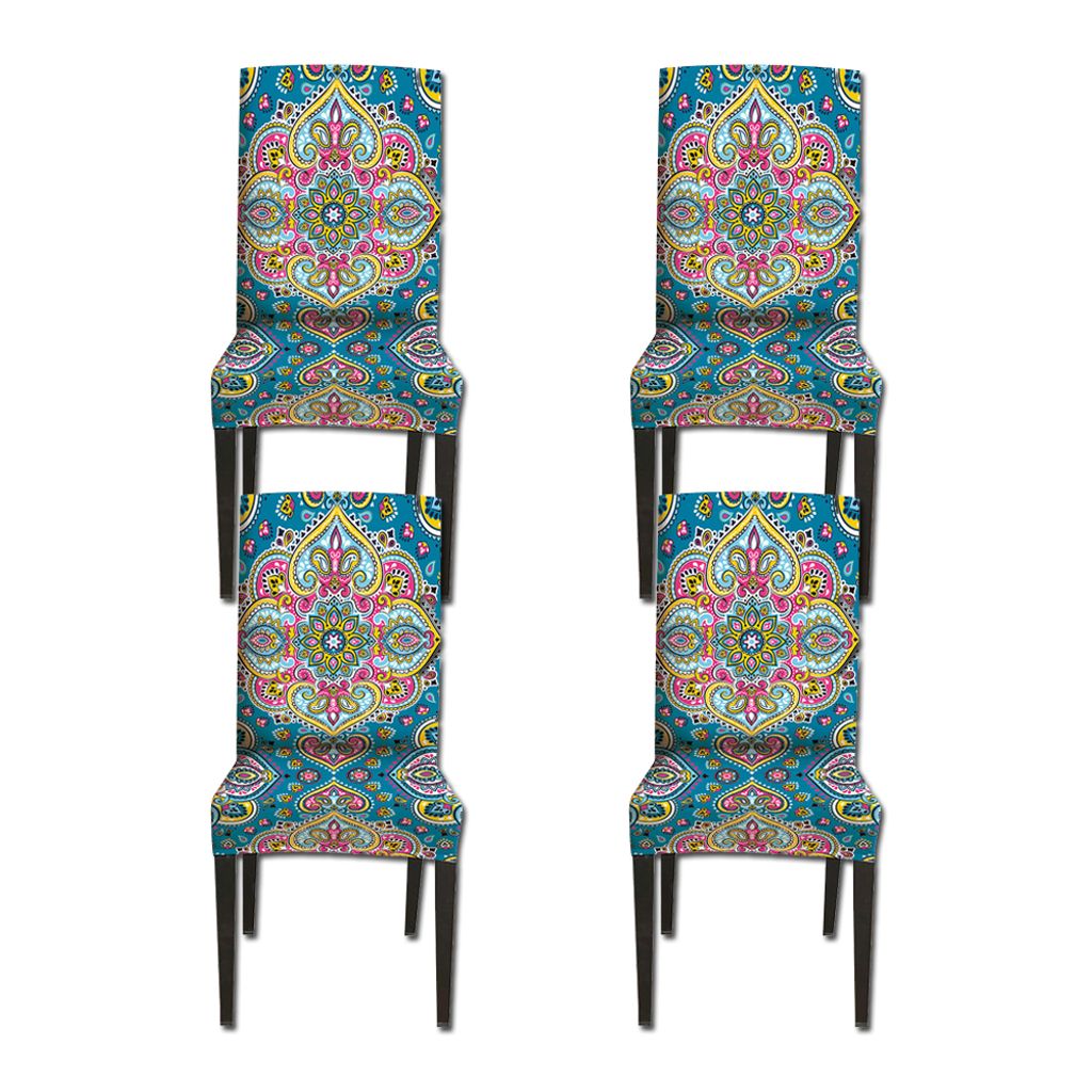 Stuhlhussen 4er pack, Boho Gedruckt Universal Stretch Esszimmerstühle Stuhlbezug, Farbe: #12
