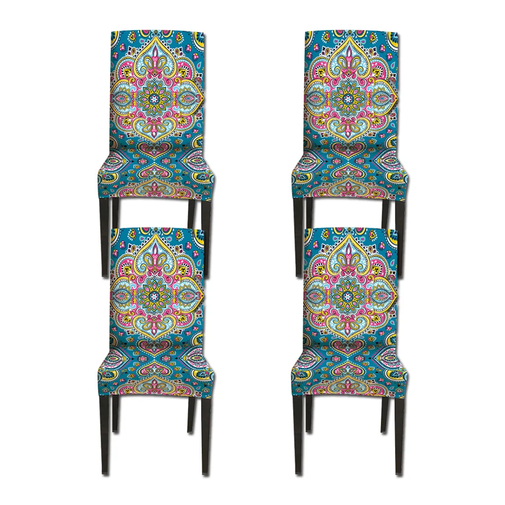 Coprisedia 4 Pezzi Boho Elasticizzati Universali per Sedie da Pranzo