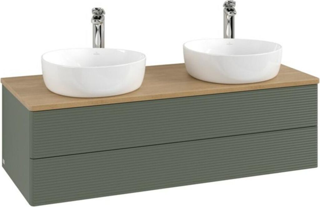 V&B Waschtischunterschrank mit Frontstruktur, mit Beleuchtung Antao 120x36x50cm, HL, WBP hon. Oa, le g. m La
