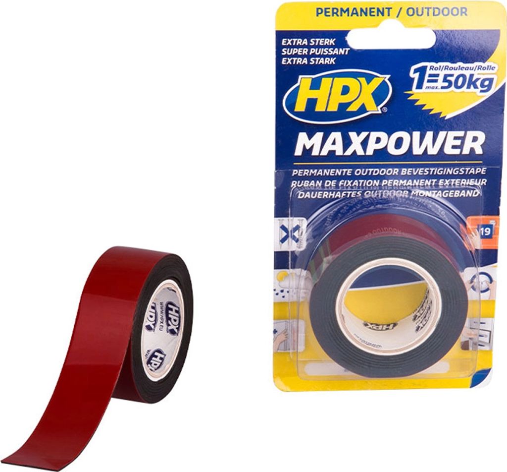 HPX - Max Power Outdoor-Befestigungsband - Schwarz - 25mm x 1,5m - EU -