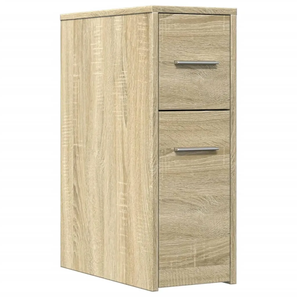 SYFAX Armadietto Bagno Stretto con Ruote | Rovere Sonoma Alta Densità