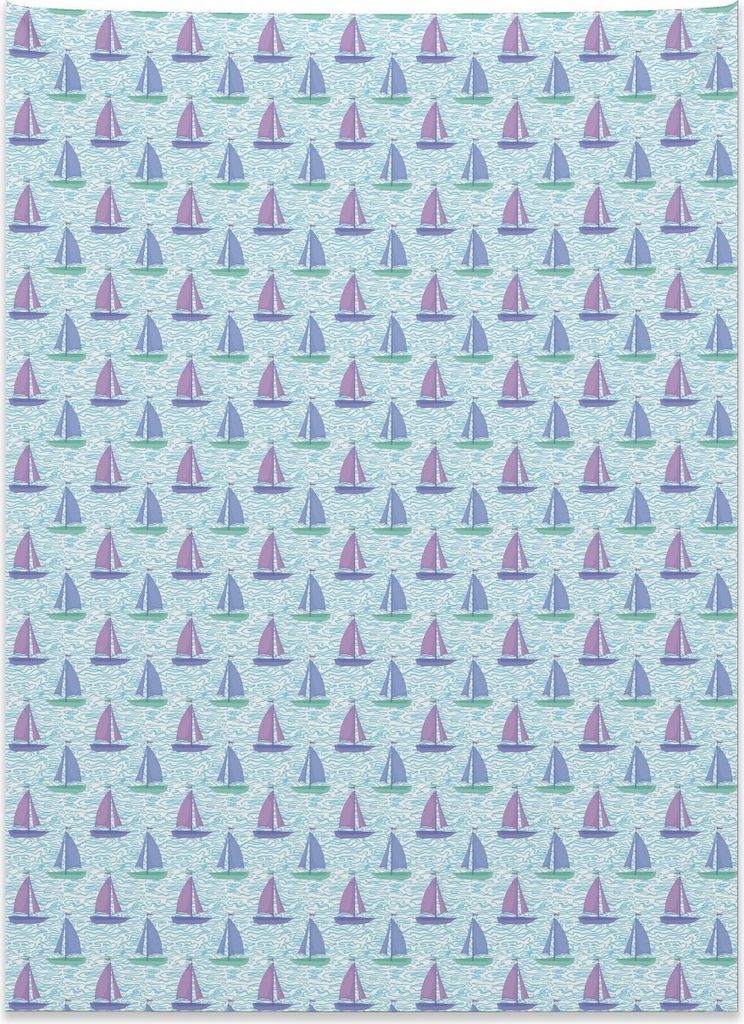 Abakuhaus Segelboot Wandteppich, Lose gewellte Streifen aus Weiches Mikrofaser Stoff Kein Verblassen Klare Farben Waschbar, 110 x 150 cm, Lila grau...