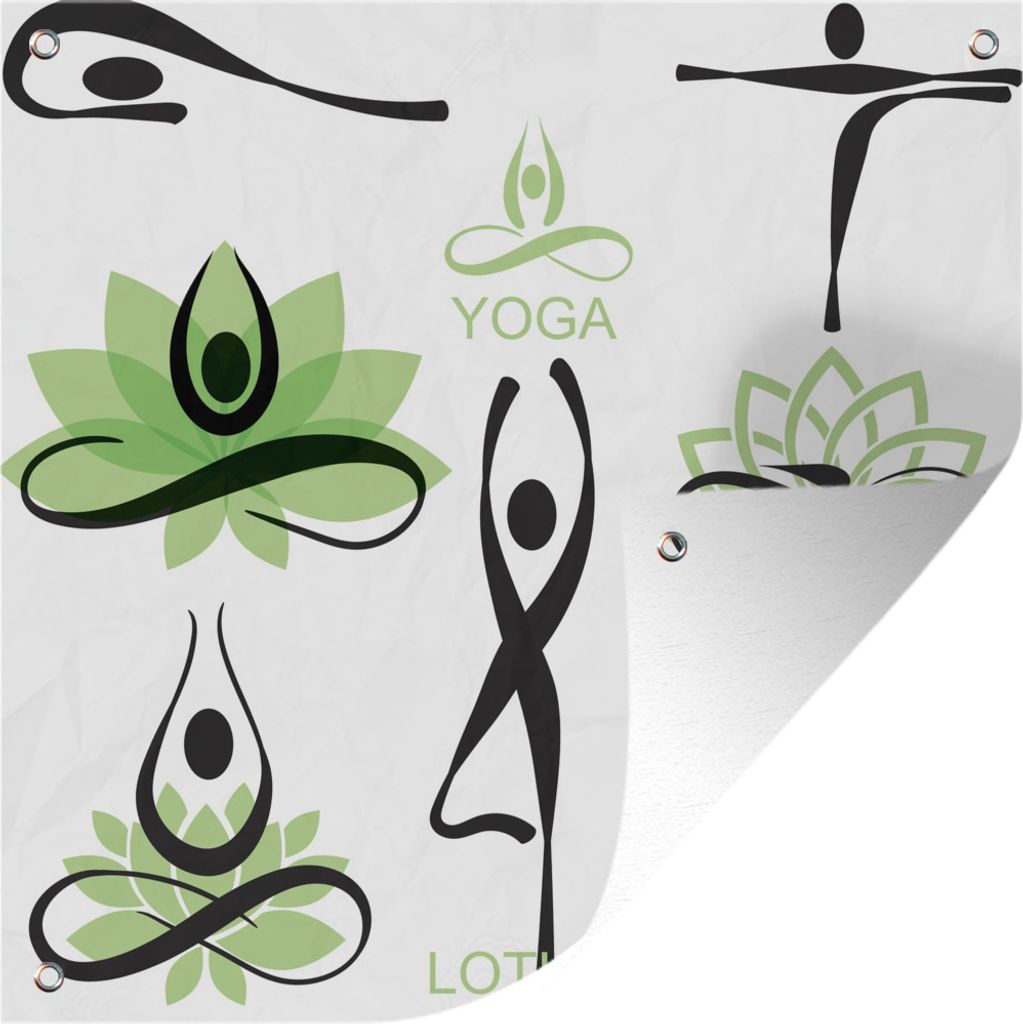 MuchoWow 50x50 cm Outdoor-Poster Gartendeko Sichtschutz Garten Poster für den Garten Yoga - Lotus - Grün